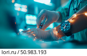 Medical Professional Administering Injection in a Clinical Setting. Стоковое AI-изображение, AI-художник Данила Большаков / Фотобанк Лори