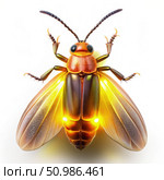 Glowing Firefly Standing on White Background. Generative AI. Стоковое AI-изображение, AI-художник Roman Zavorotny / Фотобанк Лори