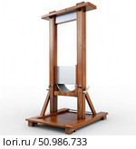 Wooden Guillotine Model Isolated on White Background. Generative AI. Стоковое AI-изображение, AI-художник Roman Zavorotny / Фотобанк Лори
