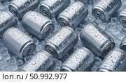 Tin cans and ice cubes. Background. Стоковое AI-изображение, AI-художник Ирина Гильмуллина / Фотобанк Лори