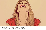 Upward Gaze of a Joyful Woman: A Captivating Illustration. Стоковое AI-изображение, AI-художник Данила Большаков / Фотобанк Лори