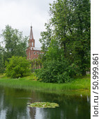 View of the Lutheran Church of the Resurrection of Christ in Tsarskoye Selo. Редакционное фото, фотограф Мария Паина / Фотобанк Лори