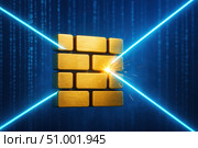 A Gleaming Gold Block Being Energized by Radiant Blue Laser Beams in a Digital Matrix, Symbolizing Innovation, Protection, and Cybersecurity in the Modern Age. Стоковое AI-изображение, AI-художник Башкирова Анна / Фотобанк Лори