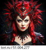 Kirsten Storms Dressed As A Raven Queen In An Elaborate Costume. Generative AI. Стоковое AI-изображение, AI-художник Roman Zavorotny / Фотобанк Лори