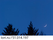 Venus and Moon Conjunction. Стоковое фото, фотограф Yuichi Takasaka/Stocktrek Images / ТАСС / Фотобанк Лори
