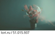 Innovative plant growth inside a light bulb symbolizes eco-friendly ideas for a sustainable future. Стоковое AI-видео, аниматор Сергей Толмачёв / Фотобанк Лори