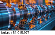Explore the stunning details of precision engineered components in a manufacturing facility, highlighting craftsmanship and modern technology in action. Стоковое AI-видео, аниматор Данила Большаков / Фотобанк Лори