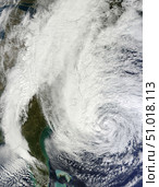 Hurricane Sandy off the southeastern United States. Стоковое фото, фотограф Stocktrek Images, Inc. / ТАСС / Фотобанк Лори