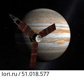 Artist's concept of the Juno spacecraft in orbit around Jupiter. Стоковое фото, фотограф Stocktrek Images, Inc. / ТАСС / Фотобанк Лори