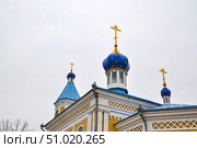 Село Суерка. Купола церкви во имя преподобного Серафима Саровского. Упоровский район. Тюменская область (2018 год). Стоковое фото, фотограф Александр Тараканов / Фотобанк Лори