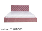 Double bed with soft headboard. Cushioned furniture. Стоковое фото, фотограф Лазаренко Светлана / Фотобанк Лори