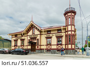 Sortavala, Karelia, Russia - 8 July, 2023: View of the wooden building in the Empire style Berg House. Редакционное фото, фотограф Ольга Сейфутдинова / Фотобанк Лори