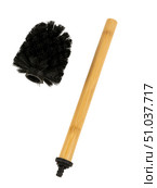 Bamboo Handle Toilet Brush with Black Bristles - Eco-Friendly Cleaning Tool on White Background. Стоковое фото, фотограф Максимова Марина / Фотобанк Лори