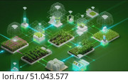 Exploring smart farming technology applications in urban agriculture with innovative connectivity and plant monitoring systems. Стоковое AI-видео, аниматор Сергей Толмачёв / Фотобанк Лори