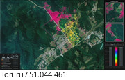 Satellite imagery reveals land use changes in Guatemalan locality over time. Стоковое AI-видео, аниматор Сергей Толмачёв / Фотобанк Лори
