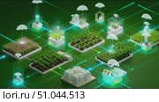 Innovative design showcases smart farming technology in sustainable agriculture setup. Стоковое AI-видео, аниматор Сергей Толмачёв / Фотобанк Лори