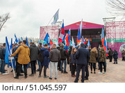 Rostov-on-don, Russia, March 17 2019: City festival "Crimean spring". Five year Anniversary of Crimea's Reunification With Russia. Редакционное фото, фотограф Екатерина Красникова / Фотобанк Лори