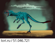 Dilong paradoxus, a genus of small tyrannosauroid dinosaur. Стоковое фото, фотограф Stocktrek Images, Inc. / ТАСС / Фотобанк Лори
