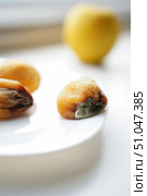 Rotten fruits on a light background, apricot and apple. Стоковое фото, фотограф Ефанова Екатерина / Фотобанк Лори