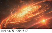Dazzling display of interstellar brilliance within a spiral galaxy, highlighted by solar flares and cosmic activity. Стоковое AI-видео, аниматор Данила Большаков / Фотобанк Лори