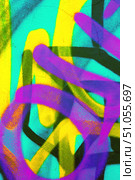 Vibrant Neon Graffiti Art in Yellow, Cyan, Purple for 90s, Acid Aesthetic. Стоковое фото, фотограф Александра Конопля / Фотобанк Лори