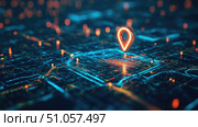 geo data stream from real estate location pin ai generated. Стоковое AI-изображение, AI-художник Vectorwin / Фотобанк Лори