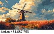 turbine glitching windmill ai generated. Стоковое AI-изображение, AI-художник Vectorwin / Фотобанк Лори
