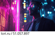 visionary illuminating businessman ai generated. Стоковое AI-изображение, AI-художник Vectorwin / Фотобанк Лори