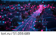 radiance glowing effect on residential neighborhood ai generated. Стоковое AI-изображение, AI-художник Vectorwin / Фотобанк Лори