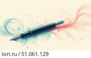 hwriting flowing pen and paper ai generated. Стоковое AI-изображение, AI-художник Vectorwin / Фотобанк Лори