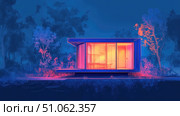 design futuristic scan of tiny cabin ai generated. Стоковое AI-изображение, AI-художник Vectorwin / Фотобанк Лори