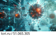 cells exploding view of immune system network ai generated. Стоковое AI-изображение, AI-художник Vectorwin / Фотобанк Лори