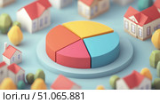 graphics stylized animation of 3d real estate pie chart ai generated. Стоковое AI-изображение, AI-художник Vectorwin / Фотобанк Лори