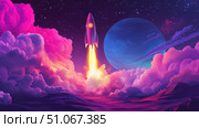 space scrolling rocket ai generated. Стоковое AI-изображение, AI-художник Vectorwin / Фотобанк Лори