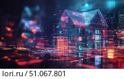 tokenization futuristic scan of real estate crowdfunding ai generated. Стоковое AI-изображение, AI-художник Vectorwin / Фотобанк Лори