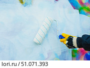 Graffiti Wall Painting with Roller, Bright Colors, 2000s Vibe Art. Стоковое фото, фотограф Александра Конопля / Фотобанк Лори