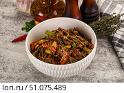 Soba with shredded pork and vegetables. Стоковое фото, фотограф Андрей Старостин / Фотобанк Лори