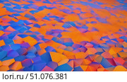 Abstract Crystalline Terrain: A Vibrant Digital Landscape of Geometric Shards in Orange and Blue. Suitable for modern art or wallpaper. Стоковое AI-видео, аниматор Данила Большаков / Фотобанк Лори