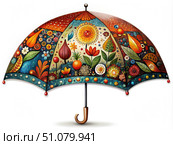 Vibrant Floral Umbrella Inspired by Anna Saris Artwork. Generative AI. Стоковое AI-изображение, AI-художник Roman Zavorotny / Фотобанк Лори