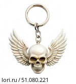 White Skull Head Angel of Death Key ring. Generative AI. Стоковое AI-изображение, AI-художник Roman Zavorotny / Фотобанк Лори