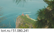 Lighthouse Punta Carena seen from a high vantage point in Capri Island in summer. Стоковое видео, видеограф Ольга Сухарева / Фотобанк Лори