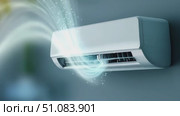 Air conditioning unit with cool air flow. Modern design and technology. Suitable for home or office use. Energy-efficient cooling system. Стоковое AI-видео, аниматор Nart / Фотобанк Лори