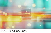Abstract digital background with colorful light streaks and bokeh effects. The scene features vibrant hues of blue, orange, and yellow, creating a dynamic visual experience. Стоковое AI-видео, аниматор Nart / Фотобанк Лори