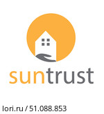 House with sun and trustful hand. Стоковая иллюстрация, иллюстратор abid ali / Фотобанк Лори