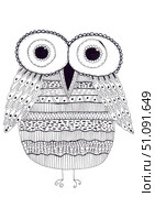 Cute owlet painted liner. Abstract bird illustration design. Совенок нарисованный линером, ручная работа линером. Стоковая иллюстрация, иллюстратор Luizavictorya72 / Фотобанк Лори