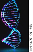 Captivating Visual of a Neon DNA Helix Representation, Emphasizing Genetic Structure with Vibrant Colors and Backlighting for a Stunning Effect. Стоковое AI-видео, аниматор Владимир Федоров / Фотобанк Лори