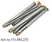 Анкерный болт для бетонных стен на на белом фоне. Anchor bolts for concrete walls isolated on white background. Стоковое фото, фотограф Татьяна Д / Фотобанк Лори