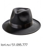 A Black Felt Fedora Hat With a Wide Brim and a Leather Band. Generative AI. Стоковое AI-изображение, AI-художник Roman Zavorotny / Фотобанк Лори