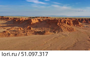 Bayanzag flaming cliffs at sunset in Mongolia. Стоковое фото, фотограф Михаил Коханчиков / Фотобанк Лори