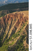 Vertical The Stob Earth Pyramids Stunning Natural Landmark in Southwestern Bulgaria. Стоковое видео, видеограф Mihail Mihaylov / Фотобанк Лори